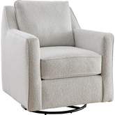 Swivel Glider Accent Chair in Labradoodle Salt Off White Fabric